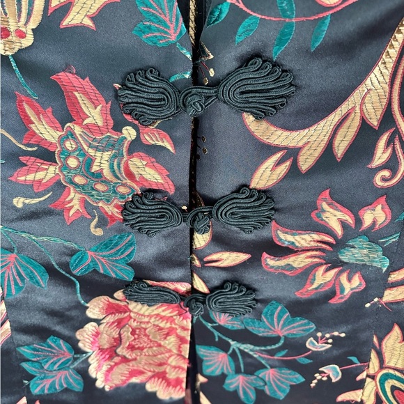Soft Surroundings Floral Brocade Asian-Inspired Jacket Black Gold Red Size M - Picture 4 of 10